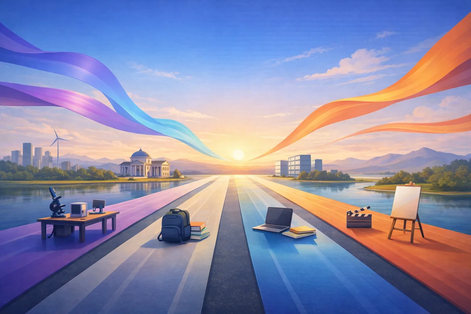 Quatre voies d'études au même niveau conduisant vers des horizons différents, sans podium ni classement.